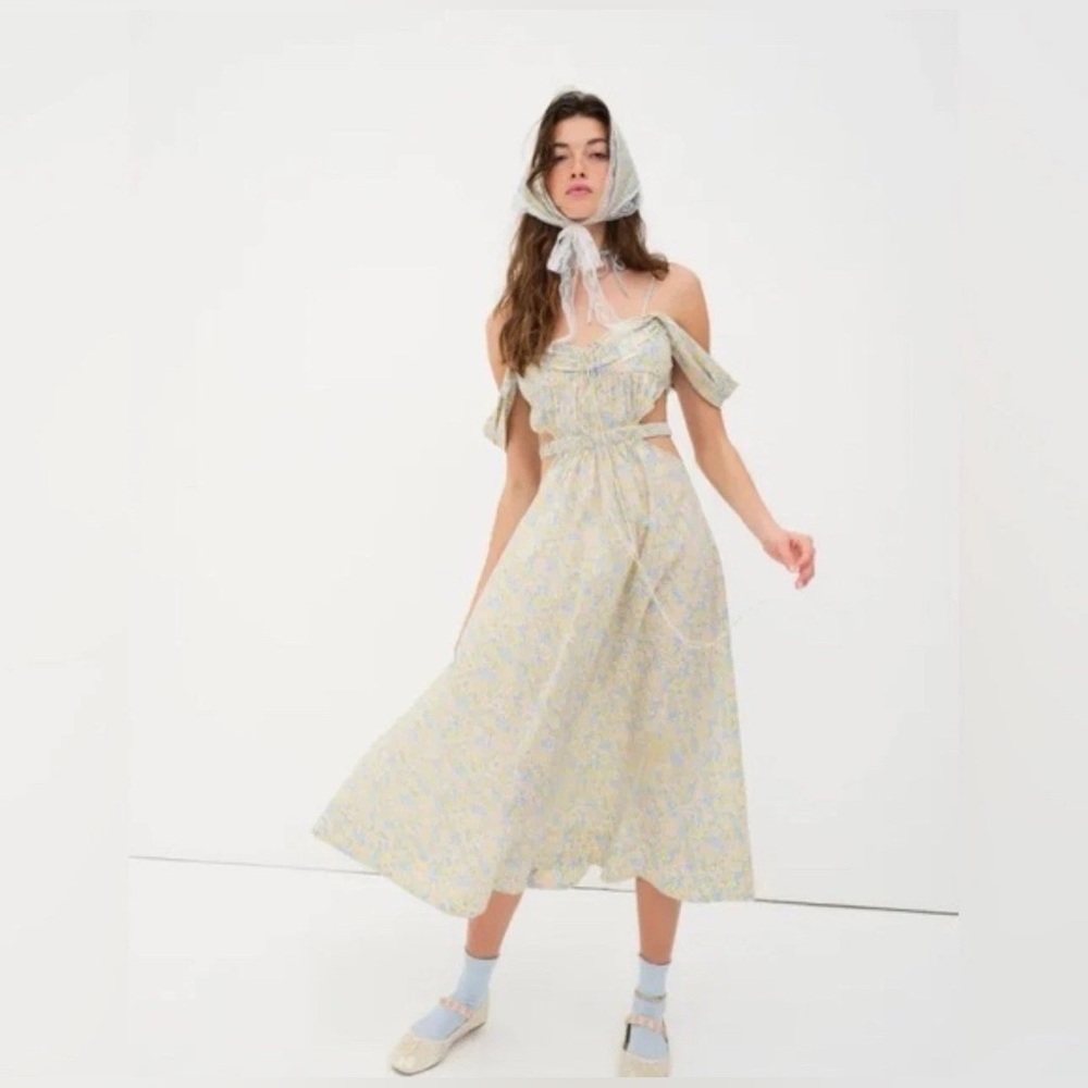 For Love & Lemons NWT Sz XSmall Sibylla Midi Dress Floral Sun Dress